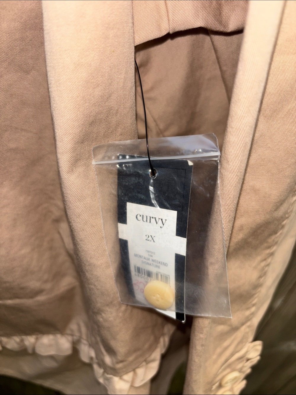 Crown & Ivy Curvy Feminine Ruffle Khaki Blazer Jacket Coat Plus Size 2X NWT - Picture 8 of 10